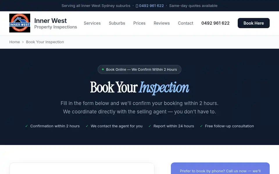 Screenshot of innerwestpropertyinspections.com.au