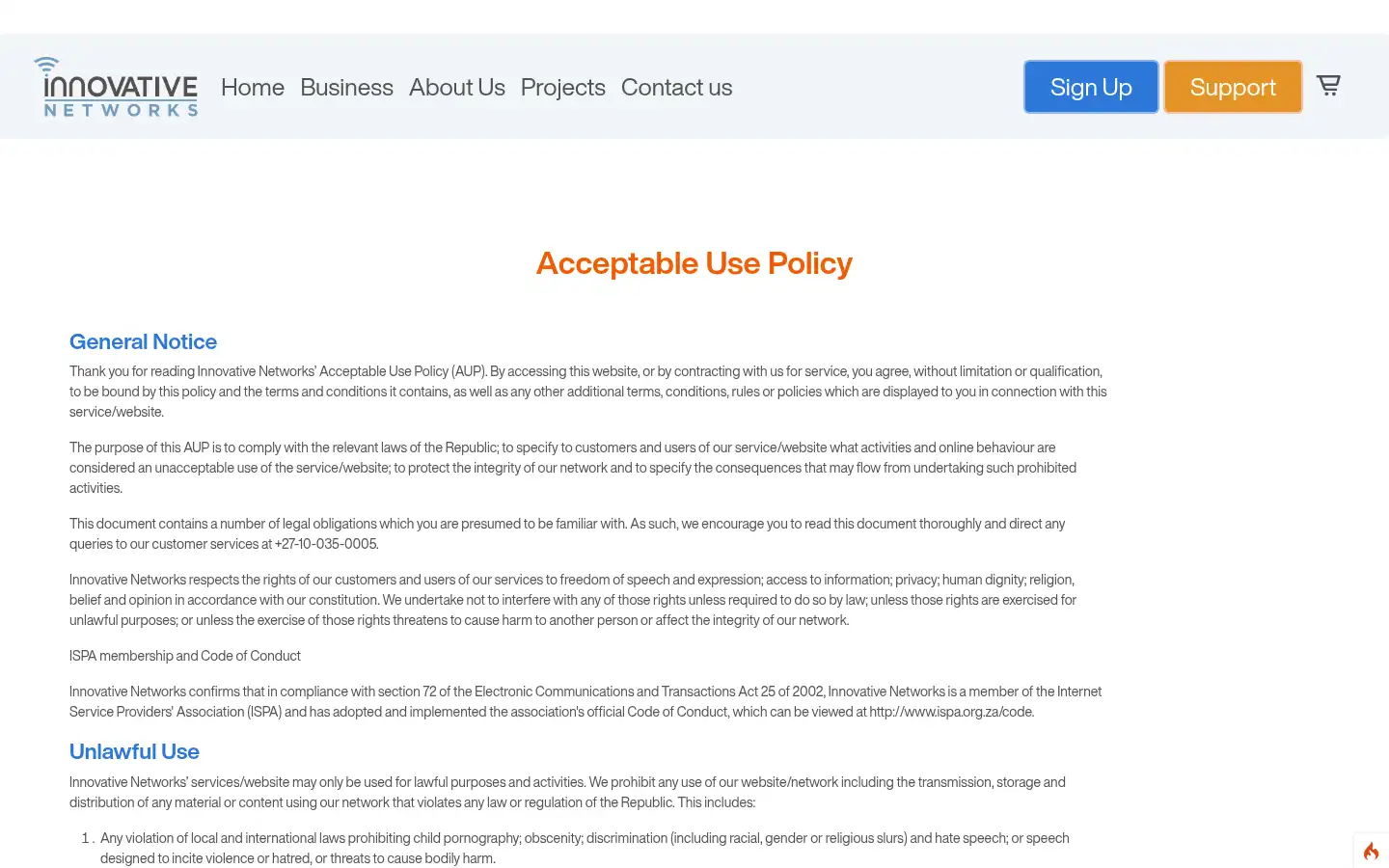 Screenshot of innovativenetworks.co.za