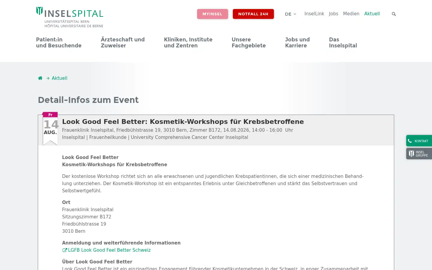 Screenshot of insel.ch