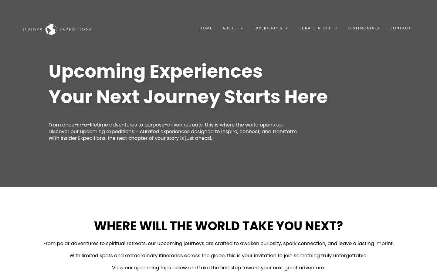 Screenshot of insiderexpeditions.com