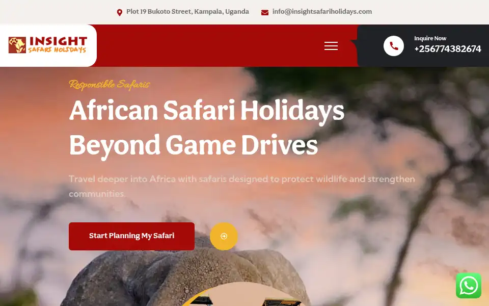 Screenshot of insightsafariholidays.com