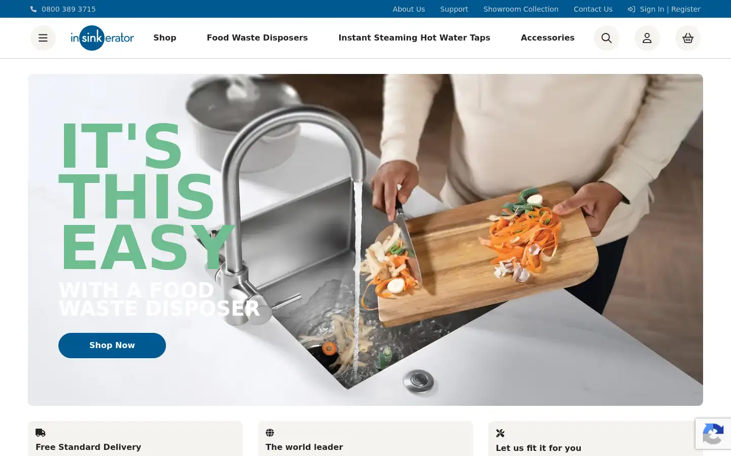 Screenshot of insinkerator.co.uk