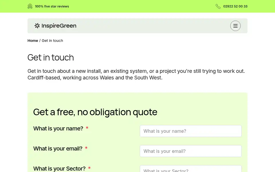 Screenshot of inspiregreen.co.uk