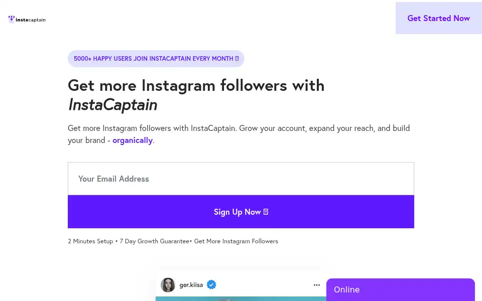 Screenshot of instacaptain.com