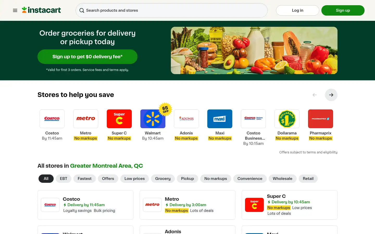 Screenshot of instacart.ca