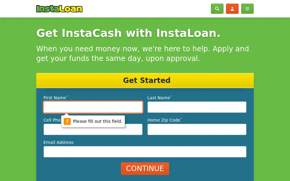 Screenshot of instaloan.com