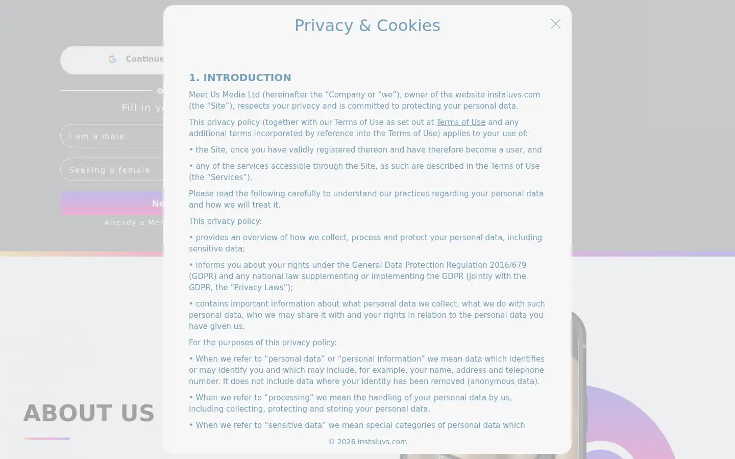Screenshot of instaluvs.com