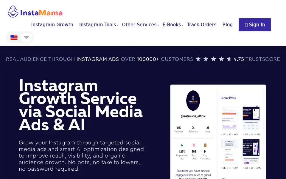 Screenshot of instamama.net