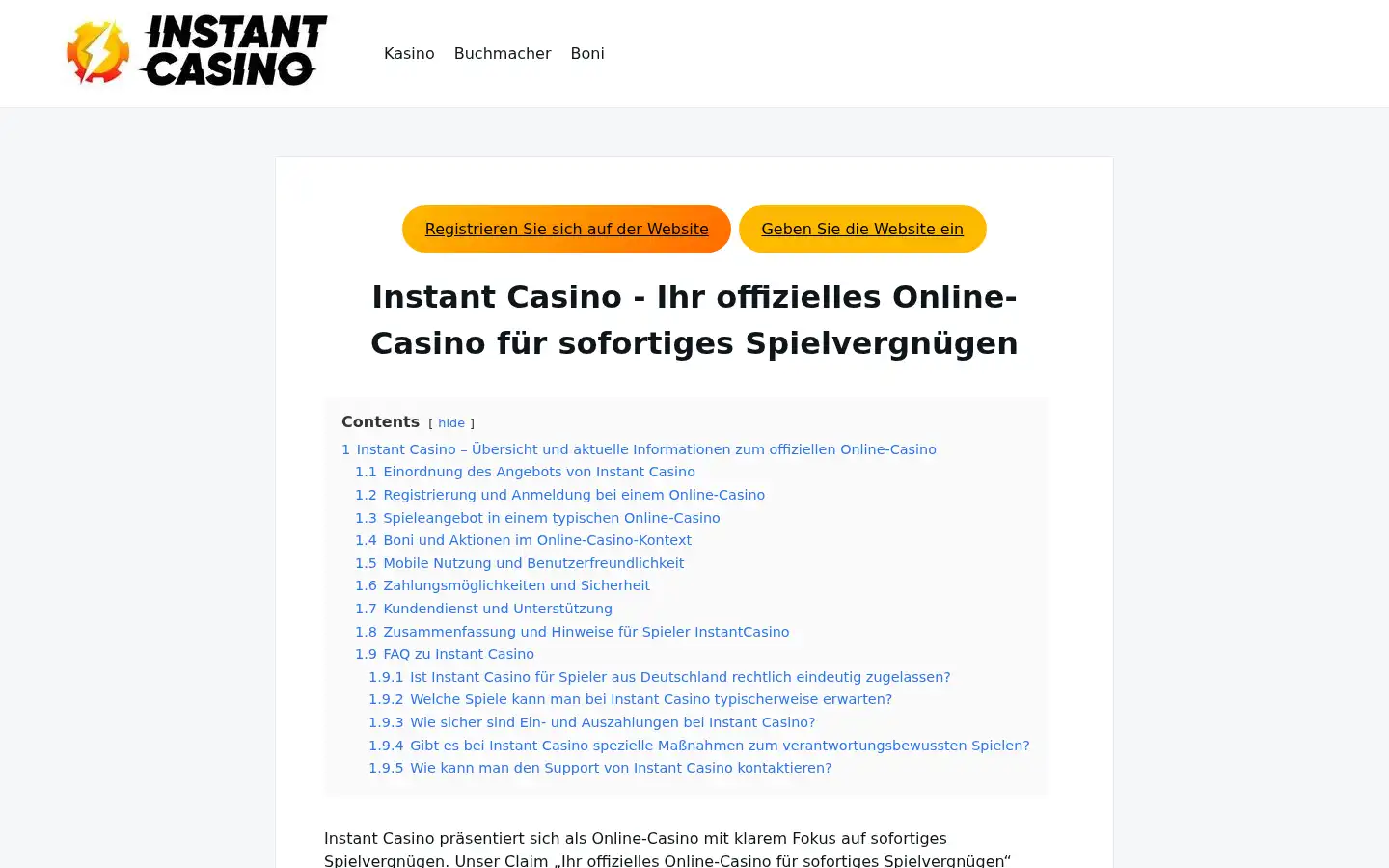 Screenshot of instant-casinoo.de