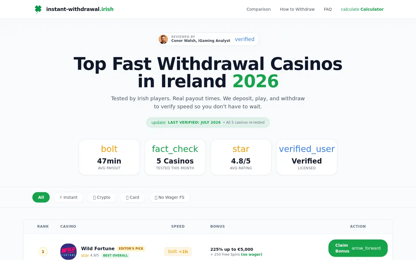 Screenshot of instant-withdrawal.irish