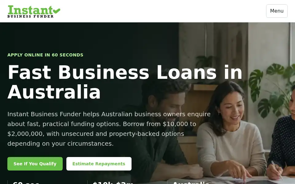 Screenshot of instantbusinessfunder.co