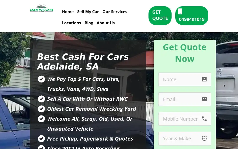 Screenshot of instantcashforcar.com.au