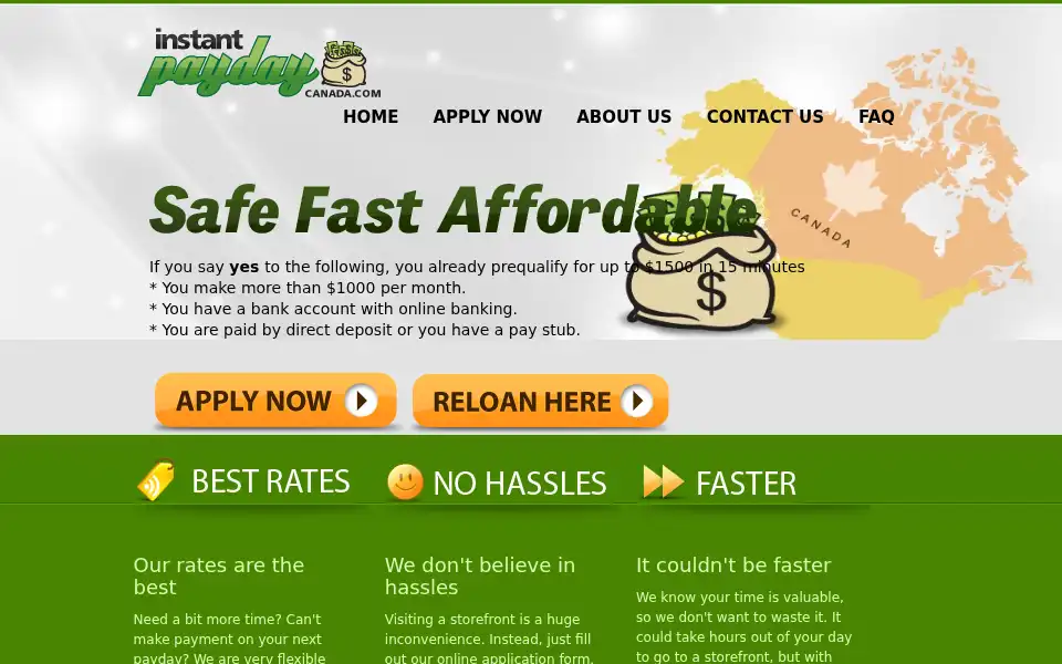 Screenshot of instantpaydaycanada.com