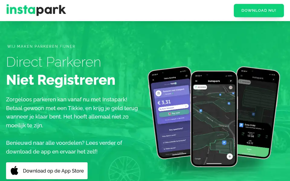 Screenshot of instapark.nl