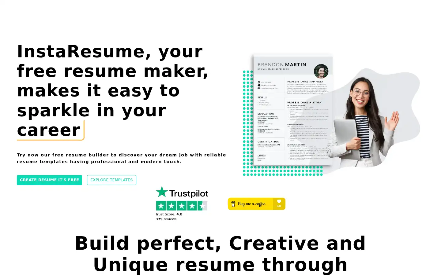 Screenshot of instaresume.io