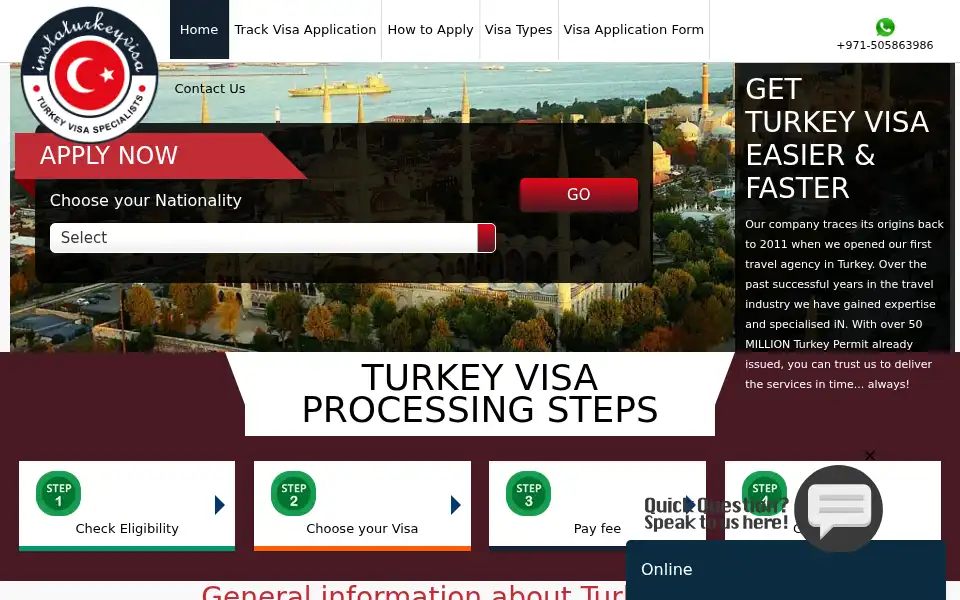 Screenshot of instaturkeyvisa.com