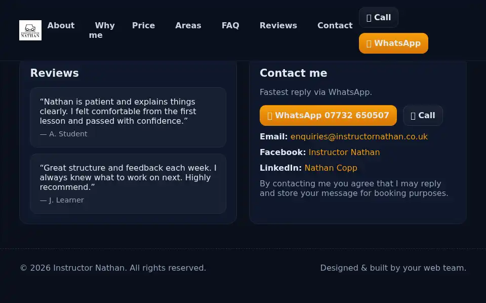 Screenshot of instructornathan.co.uk