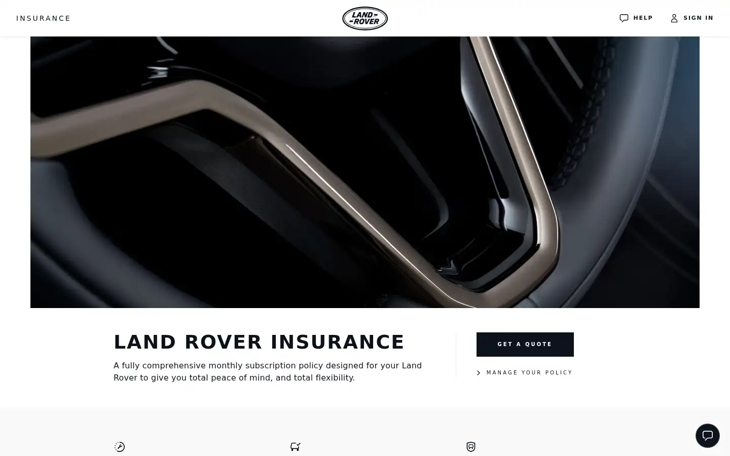 Screenshot of insurance.landrover.co.uk