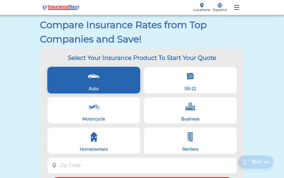 Screenshot of insurancenavy.com