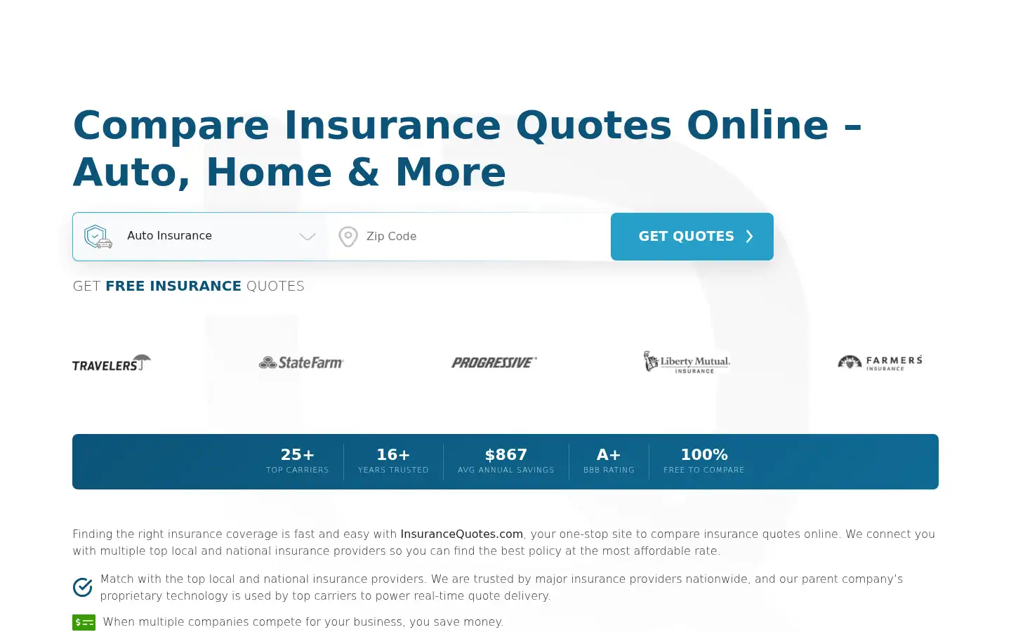 Screenshot of insurancequotes.com