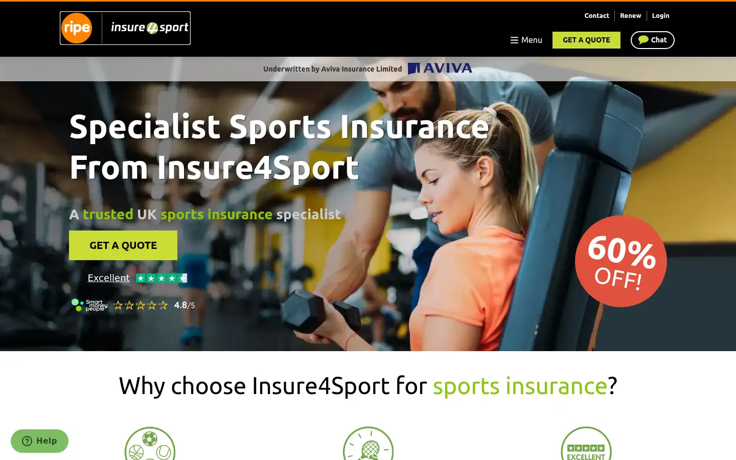 Screenshot of insure4sport.co.uk
