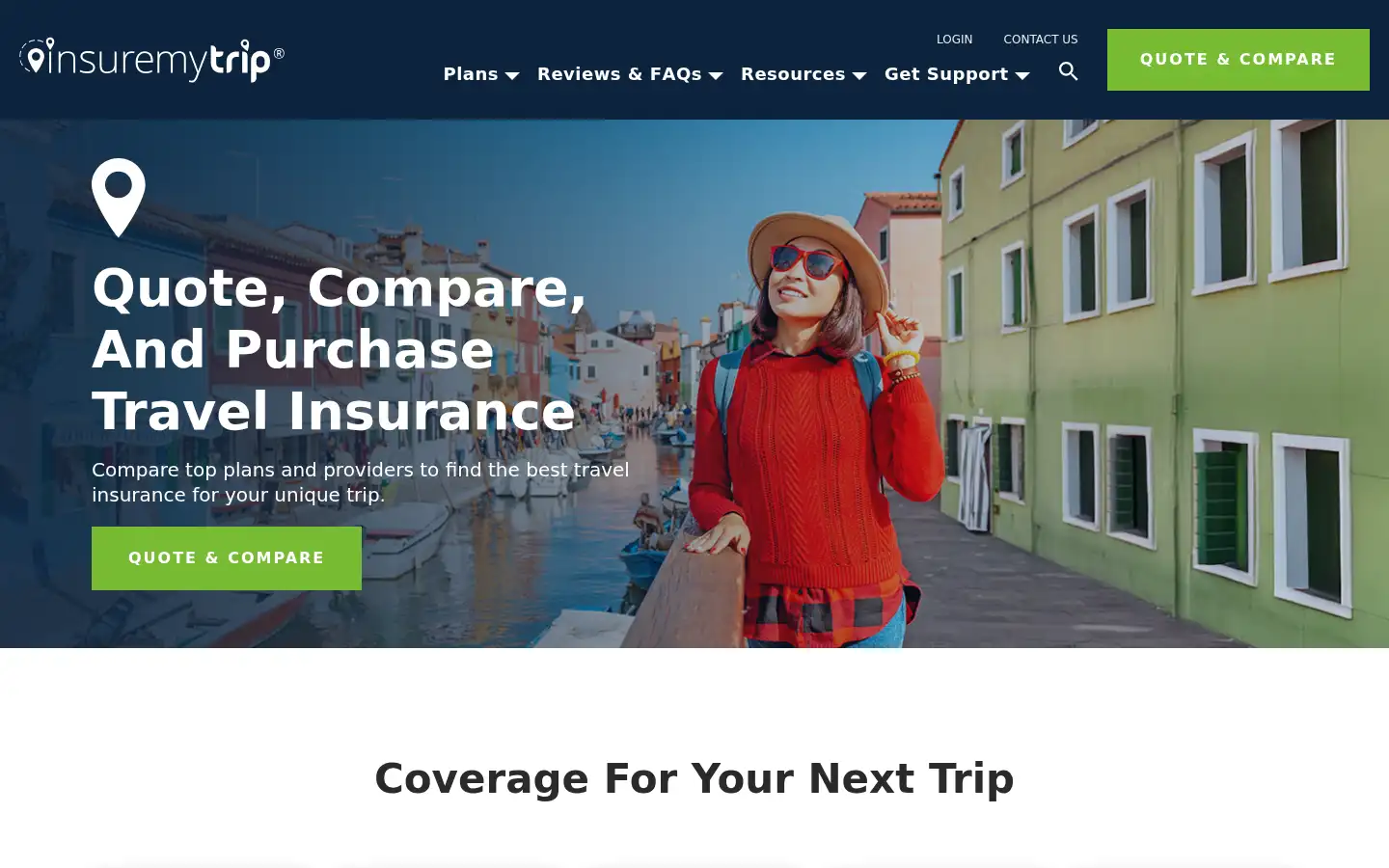 Screenshot of insuremytrip.com