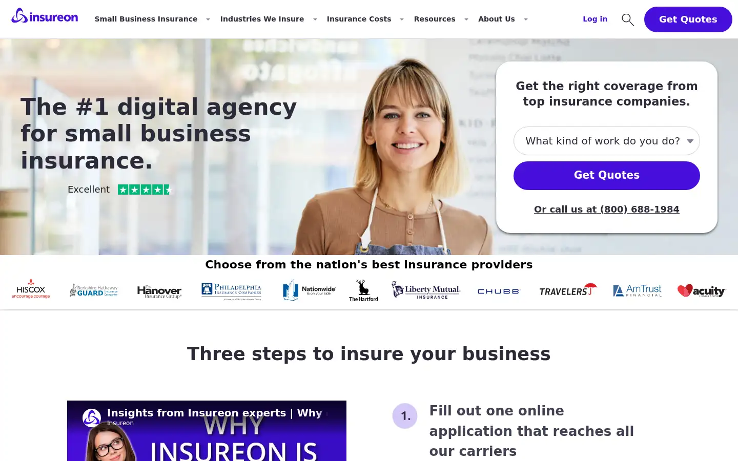 Screenshot of insureon.com