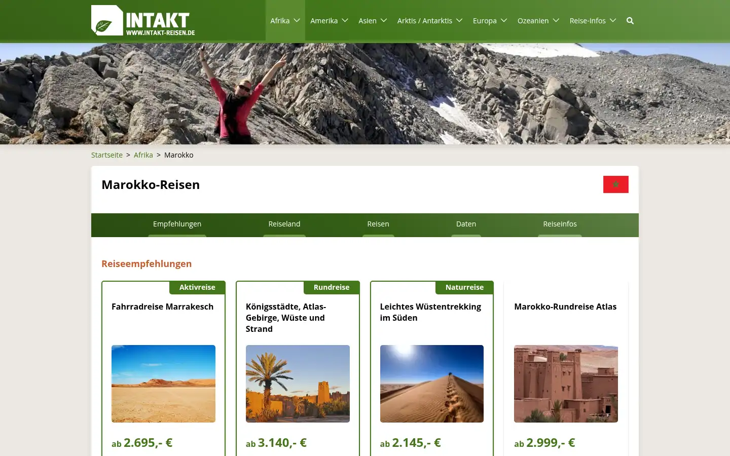 Screenshot of intakt-reisen.de