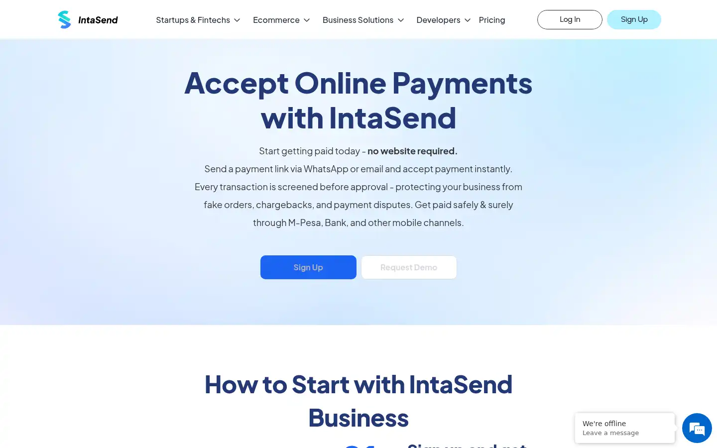 Screenshot of intasend.com