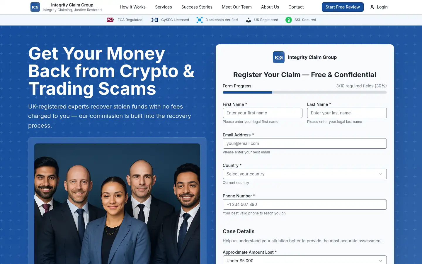 Screenshot of integrityclaimgroup.com