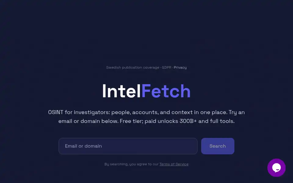 Screenshot of intelfetch.net