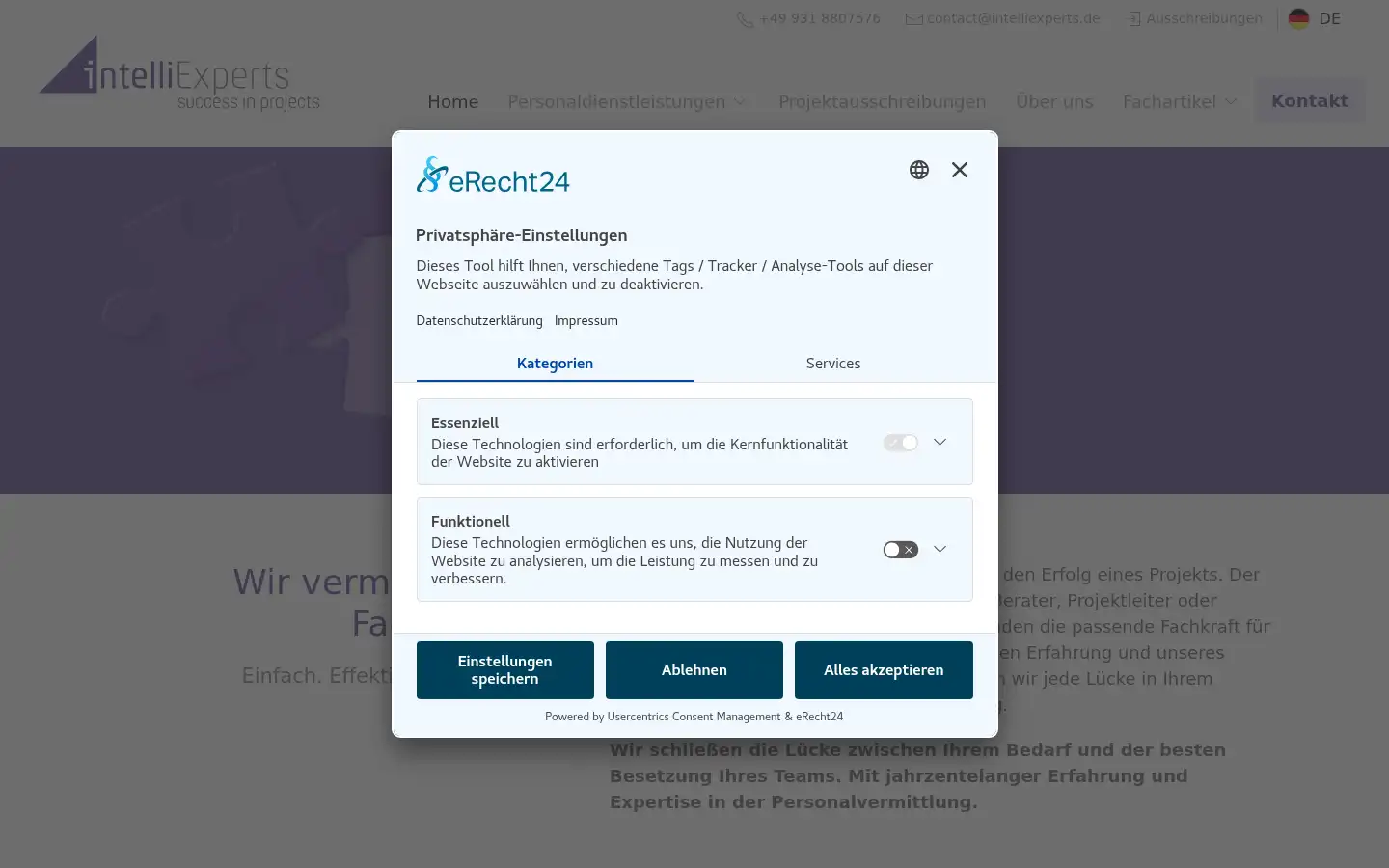 Screenshot of intelliexperts.de