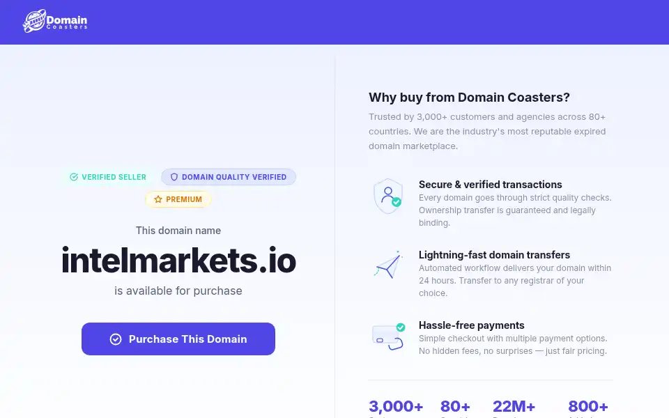 Screenshot of intelmarkets.io