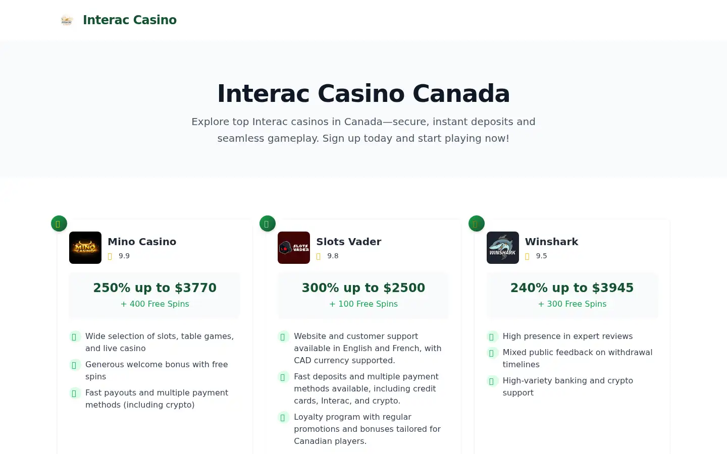 Screenshot of interacasino.site