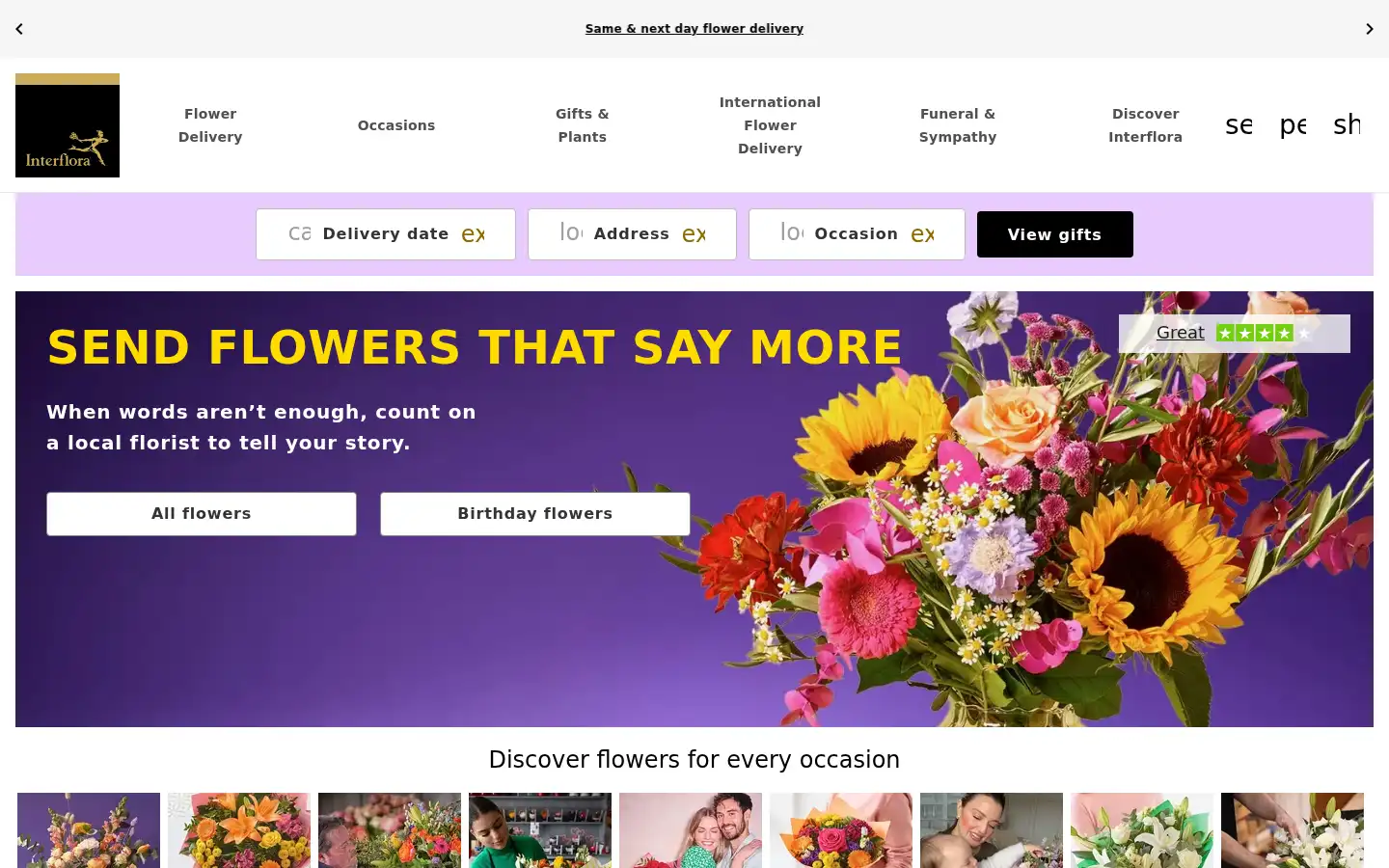 Screenshot of interflora.co.uk