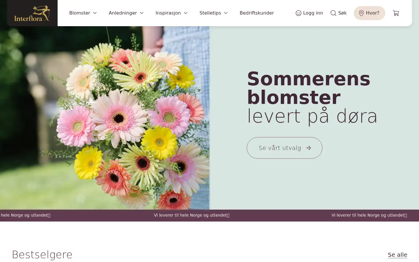 Screenshot of interflora.no