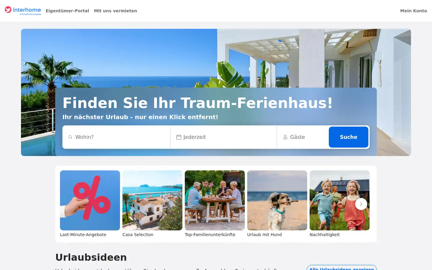 Screenshot of interhome.de