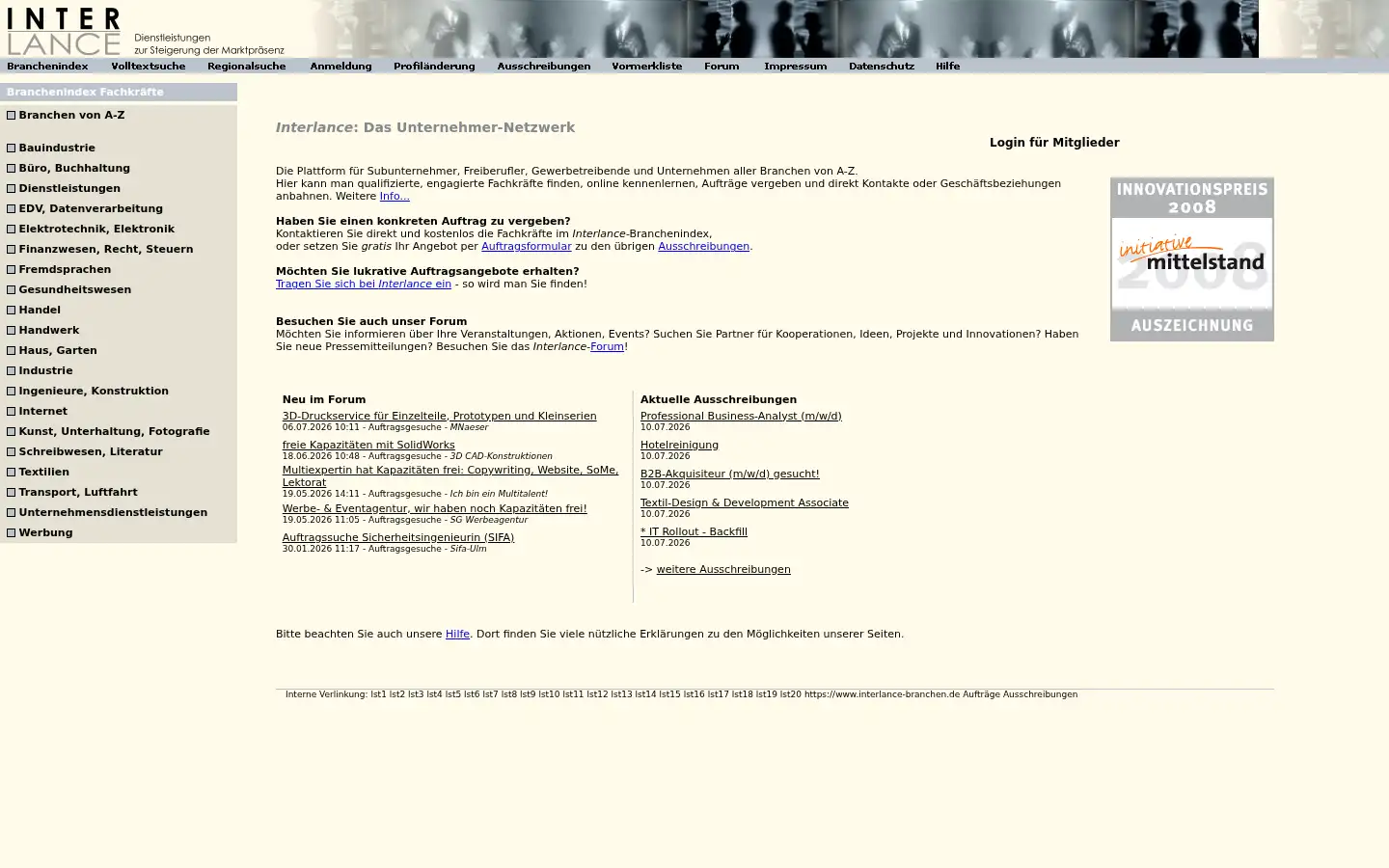 Screenshot of interlance.de