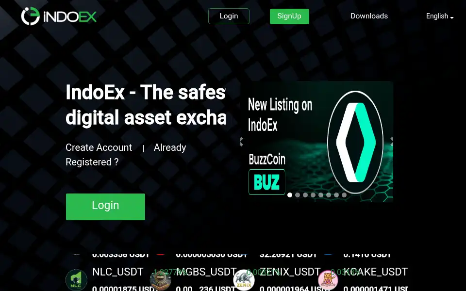 Screenshot of international.indoex.io