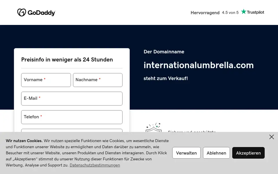 Screenshot of internationalumbrella.com