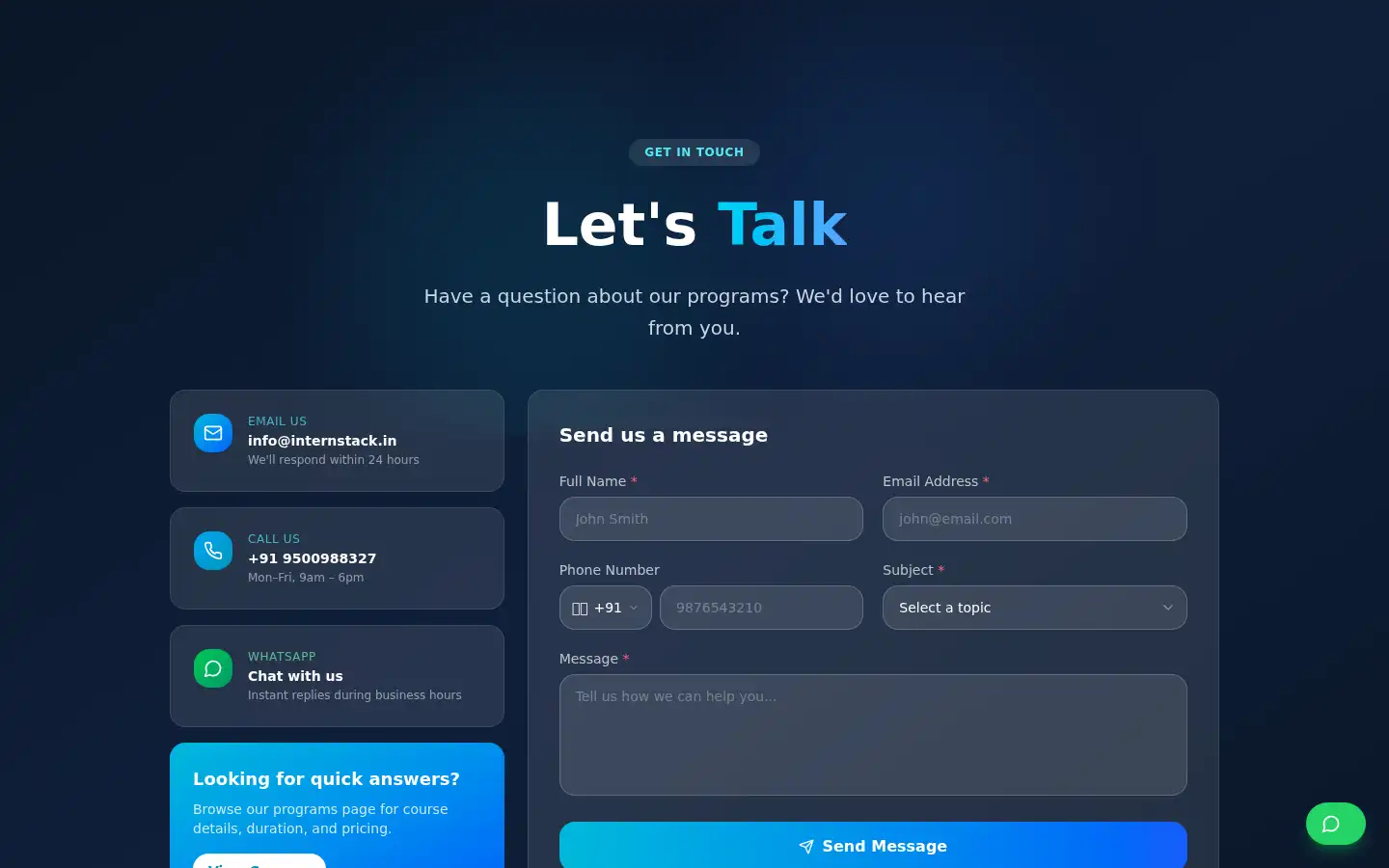 Screenshot of internstack.in