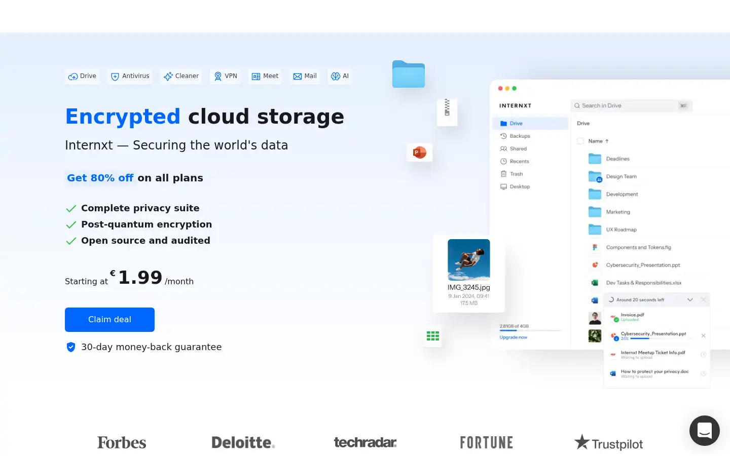 Screenshot of internxt.com