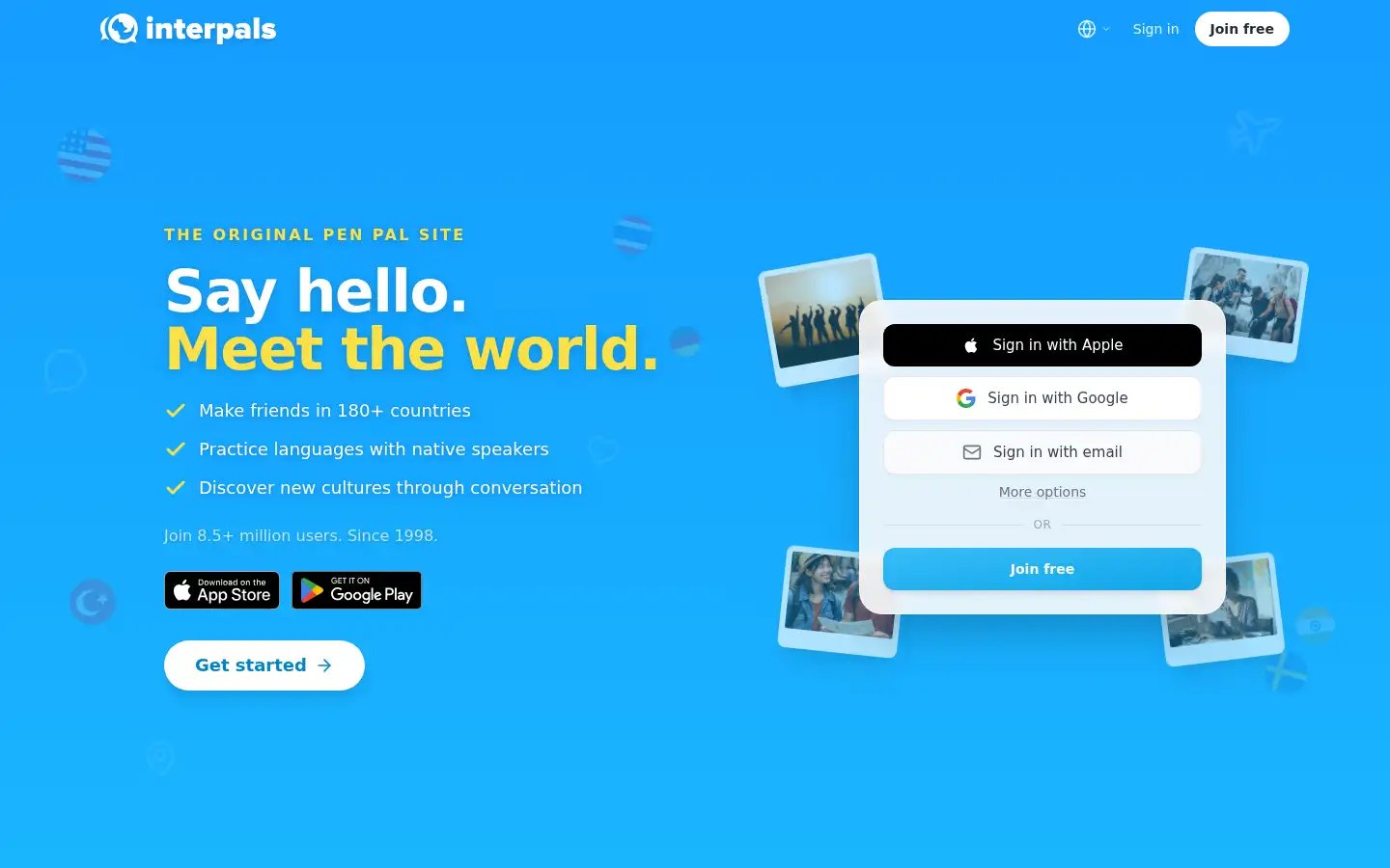 Screenshot of interpals.net