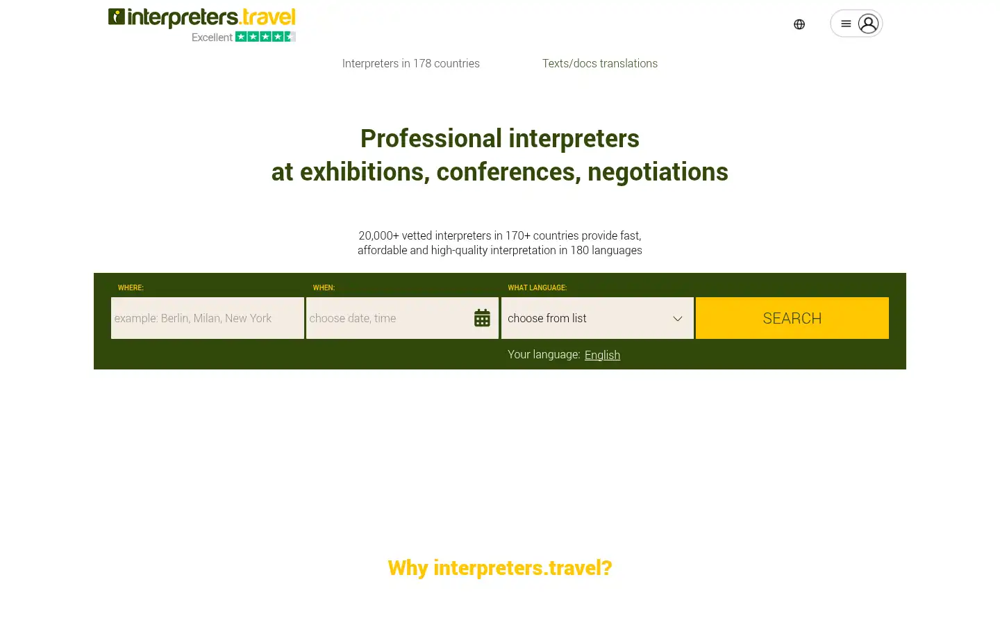Screenshot of interpreters.travel