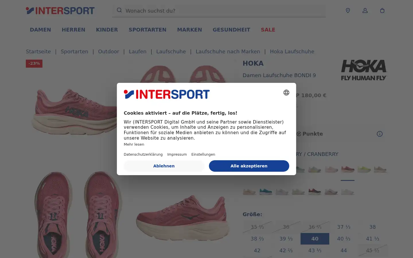 Screenshot of intersport.de