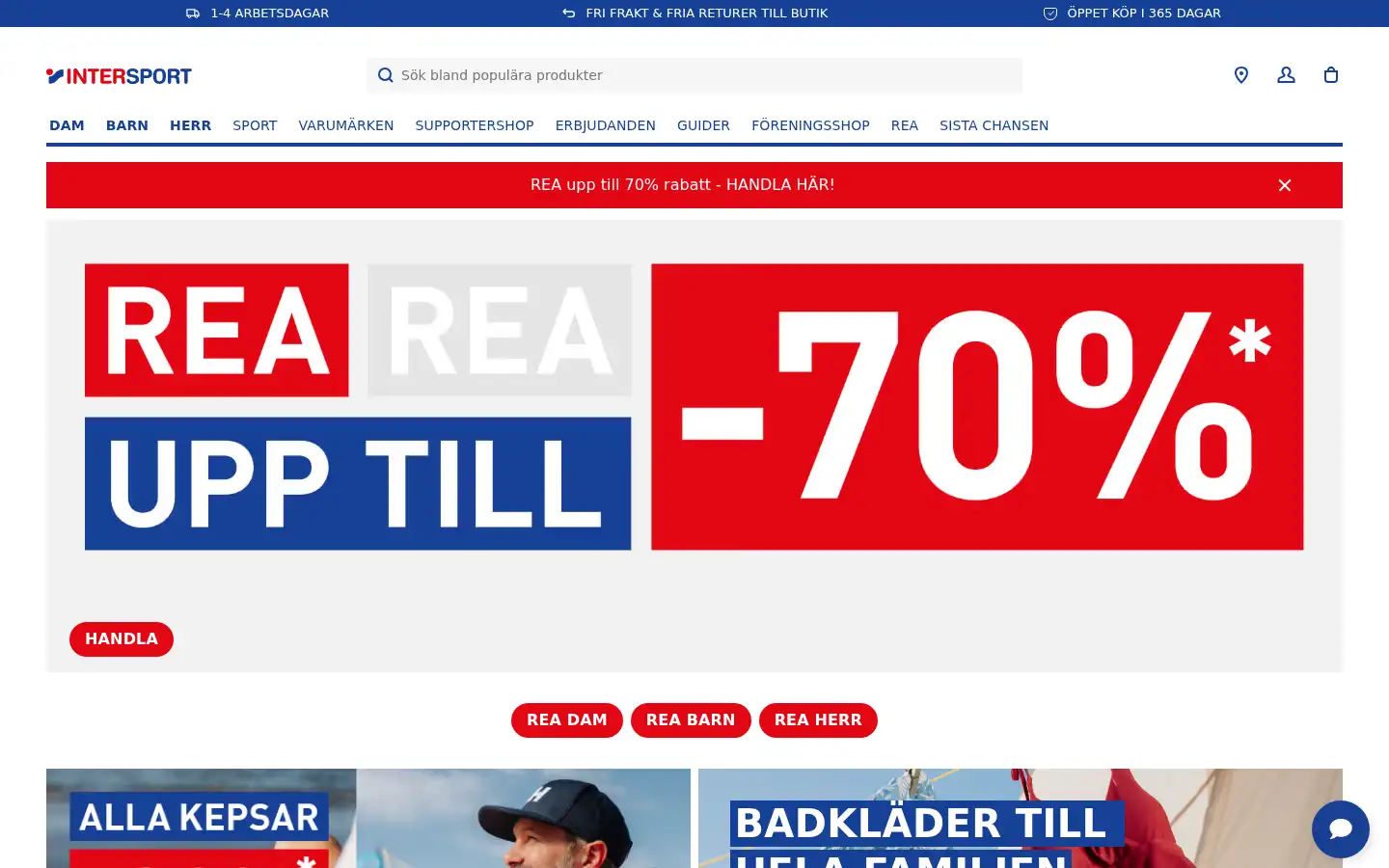 Screenshot of intersport.se