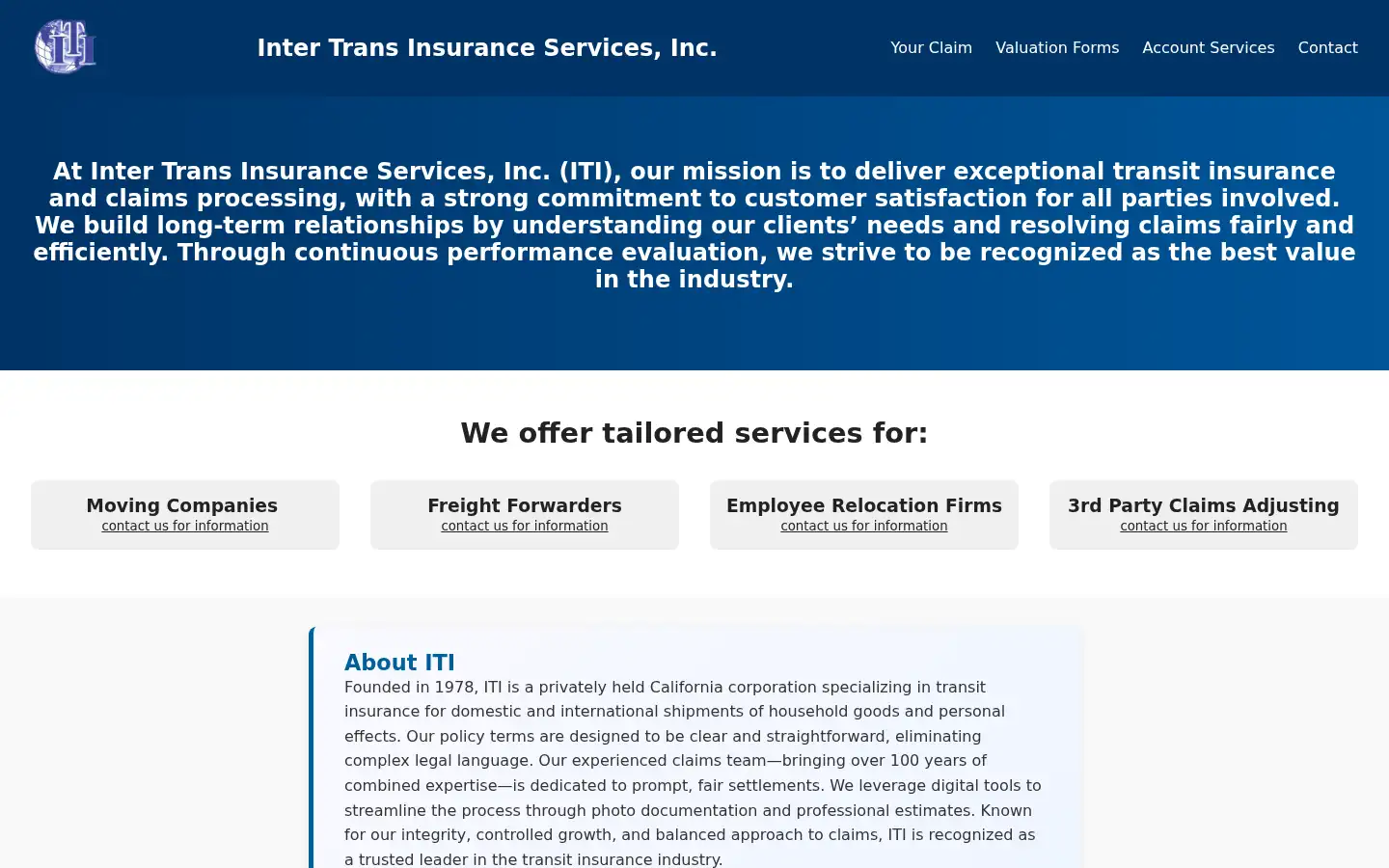 Screenshot of intertransins.com