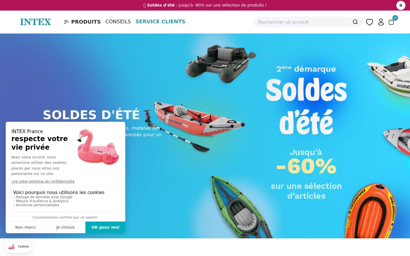 Screenshot of intex.fr