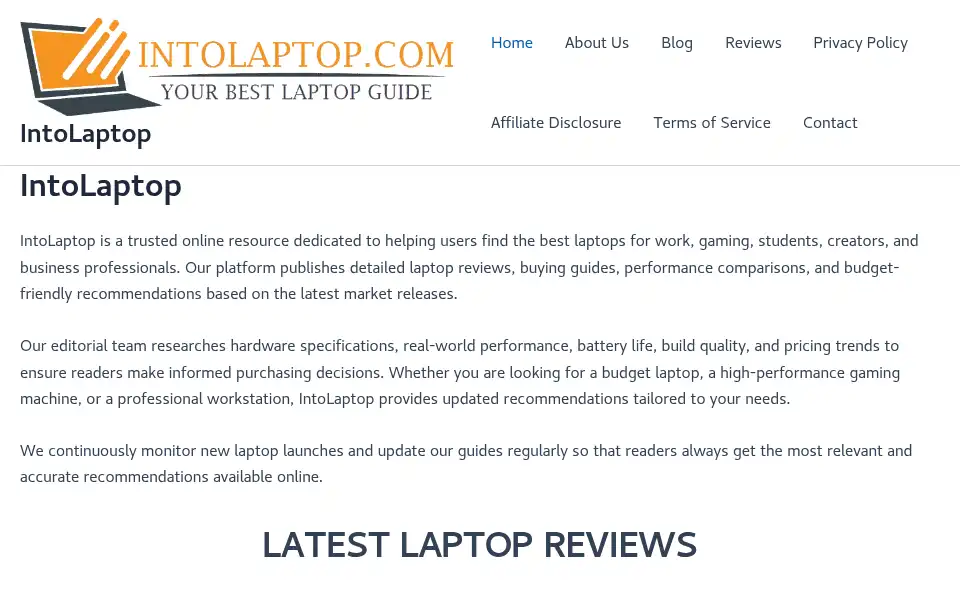 Screenshot of intolaptop.com