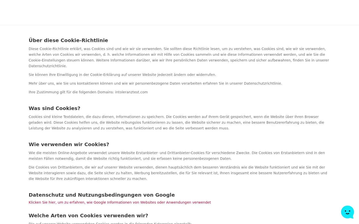 Screenshot of intoleranztest.com